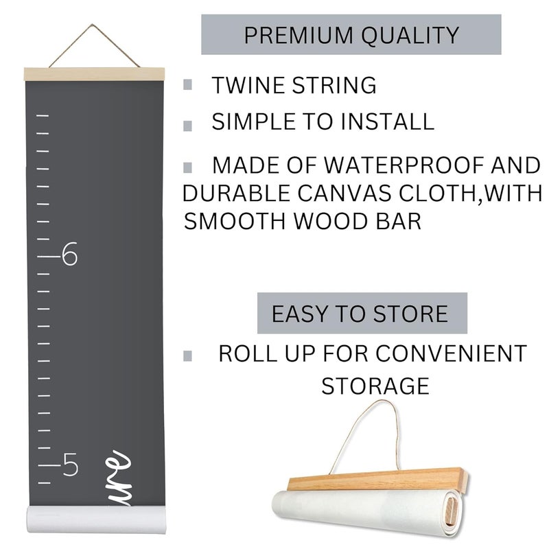 Morxy Canvas Growth Chart for Kids - Unisex Kids Room Wall Decor - Measuring Height Chart- Wall Tape with Height Chart for Kids (Canvas, Loved Beyond Measure Dark Gray) - Image 3